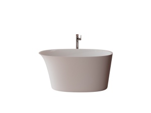 Cada freestanding ovala, compozit alb mat, interior lucios, 140x78x66.5 cm, Foglia Aria - Img 2