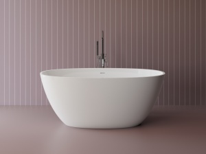Cada freestanding ovala, compozit alb mat, interior lucios, 150x76.2x61 cm Foglia Monaco