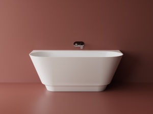 Cada freestanding ovala, compozit alb mat, interior lucios,160x78.8x60.7 cm, Foglia Calliope