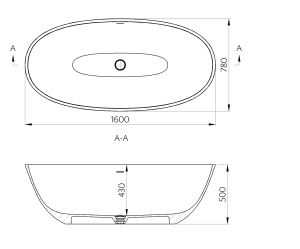 Cada freestanding ovala, compozit alb mat, interior lucios, 160x78x50 cm, Foglia Bordeaux - Img 3