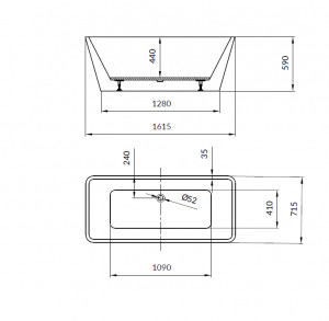 Cada freestanding rectangulara Cersanit Crea, acril, 162x72 cm, alb lucios - Img 3