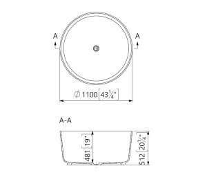 Cada freestanding rotunda, compozit alb mat, 110x110x51.2 cm, Foglia Polaris - Img 3
