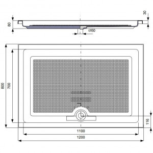 Cadita dus dreptunghiulara acril Belform Cubo slim 120x80x3 cm - Img 2