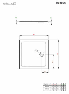 Cadita dus patrata Radaway Doros C1000 100x100XH5.5 cm - Img 2