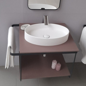 Cadru metalic cu blat, polita si lavoar Kuma ES50 ZOOM LOFT style, RECTOR, 60 cm - Img 2