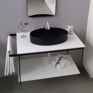 Cadru metalic cu blat, polita si lavoar Kuma ES50 ZOOM LOFT style, RECTOR, 80 cm - Img 3