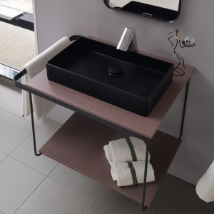 Cadru metalic cu blat, polita si lavoar Kuma SQ50 ZOOM LOFT style, RECTOR, 60 cm - Img 3