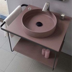 Cadru metalic cu blat, polita si lavoar Kuma ZOOM CI39 LOFT style, RECTOR, 80 cm