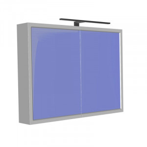Dulap 2 usi cu oglinda iluminare LED Kolpasan Blanche, 95 cm, antracit
