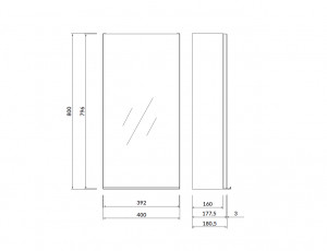 Dulap suspendat cu oglinda Cersanit Virgo, 40x80 cm, alb, maner crom - Img 2