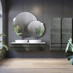 Dulap tip coloana Kolpasan Alexis, 1 usa si 2 sertare, 45x146 cm, Dark Concrete - Img 2