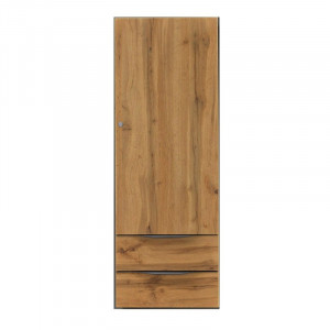 Dulap tip coloana Kolpasan Malaya, 1 usa si 2 sertare, 45x130 cm, stejar natur
