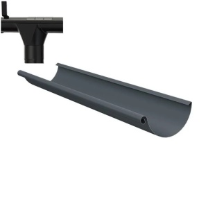Jgheab de scurgere pentru sistem pluvial Metigla, metalic, D 165, 2 m, negru (RAL 9005)