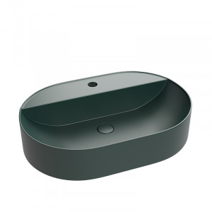 Lavoar baie oval pe blat Maurice, 50x38x12 cm, verde inchis mat