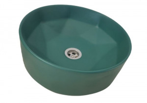 Lavoar pe blat Art Basin E5022GR 41x41x13 cm, verde - Img 2