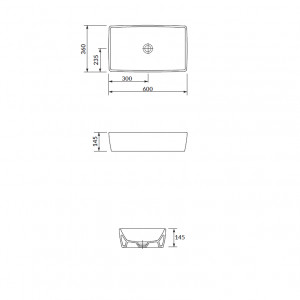 Lavoar pe blat Cersanit City, rectangular, 60x36x14 cm, alb - Img 2