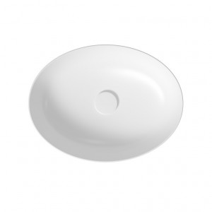 Lavoar pe blat Cersanit Larga, oval, 50x38x13.5 cm, alb lucios - Img 2