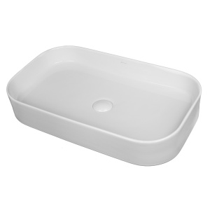 Lavoar pe blat Fluminia Capri-65, dreptunghiular, 65x38.5x11 cm, alb