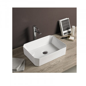 Lavoar pe blat Fluminia Corner, dreptunghiular, 50x37x13.5 cm, alb - Img 2