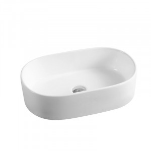 Lavoar pe blat Fluminia Tisa, oval, 56x35x14 cm, alb