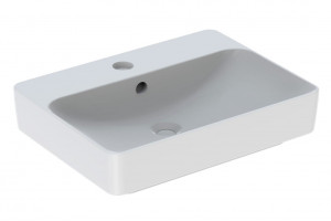LAVOAR PE BLAT GEBERIT VARIFORM, DREPTUNGHIULAR, CU BANC CU ORIFICII DE ROBINET B-60CM,T-45CM,PREAPLIN VIZIBIL, ALB