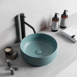Lavoar pe blat Line, rotund, 35x35x13 cm, verde mat - Img 3