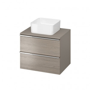 Mobilier suspendat Cersanit Virgo pentru lavoar pe blat, 60 cm, gri, manere crom