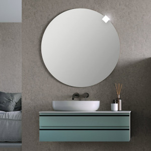 Mobilier suspendat Kolpasan Alexis cu blat alb pentru lavoar, 100 cm, Green