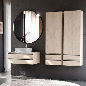 Mobilier suspendat Kolpasan Alexis cu blat alb pentru lavoar, 80 cm, Craft Wood - Img 3