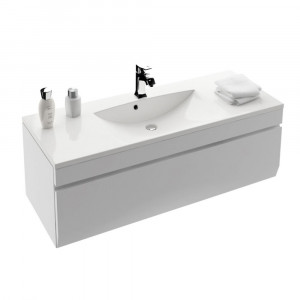 Mobilier suspendat Oristo Horyzont cu lavoar Amelia, 120cm , alb semi-mat