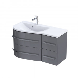 Mobilier suspendat Oristo Opal cu lavoar Opal stanga, 90 cm, gri lucios