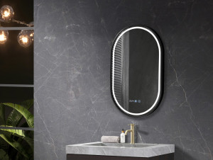 Oglinda cu iluminare LED 3 culori Belform Infinity rama neagra 50xH80 cm - Img 4