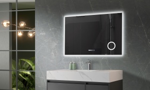 Oglinda cu iluminare LED Belform Atlantis, buton touch, ceas, lupa si functie dezaburire 120xH80 cm