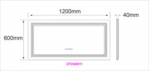 Oglinda cu iluminare LED Belform Cronos, buton touch, ceas si functie dezaburire, 120xH60 cm - Img 4