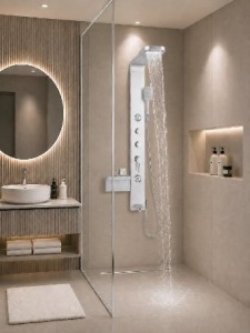 Panel de dus cu hidromasaj Sanotechnik IBIZA SILVER, argintiu mat - Img 5