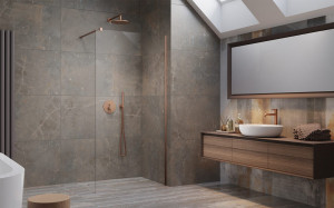 Paravan dus Walk-In Radaway Modo New Brushed Copper II 80xH200 cm, cupru periat - Img 2