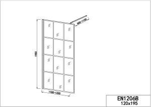 Paravan dus Walk-In Sanotechnik Elite black grid, cu serigrafie ceramica, 120 cm - Img 4