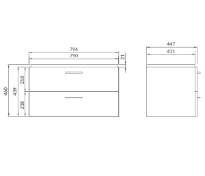 SET 821 Mobilier suspendat cu lavoar Cersanit Lara Como, 80 cm, nuc - Img 3