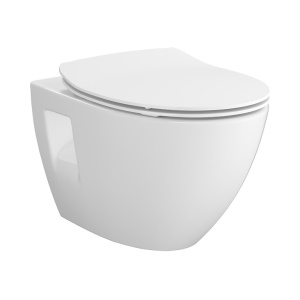 SET B904 Vas wc suspendat cu capac Cersanit Moduo Plus Oval Clean on, alb