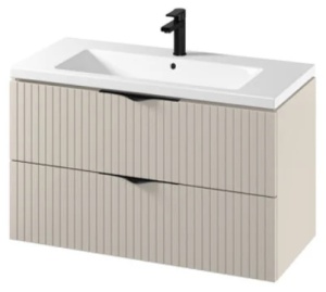 Set C146 Set dulap baie suspendat 2 sertare Cersanit Tirso lavoar inclus, 80 cm, MDF, casmir mat