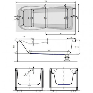 Set cada baie Belform Liria, masca frontala, suport metalic, sifon, acril, 170x80 cm - Img 2
