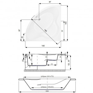 Set cada baie de colt Belform Equilibra, masca, suport, sifon, acril, 140x140 cm - Img 3