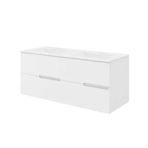 Set mobilier cu lavoar dublu Fluminia Toledo 120, cu 4 sertare soft close, alb - Img 2