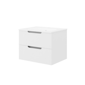 Set mobilier riflat cu lavoar Fluminia Malta 80, cu sertare soft close, alb