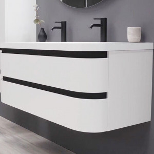 Set mobilier suspendat Kolpasan Vittoria cu lavoar 120 cm, alb mat - Img 4