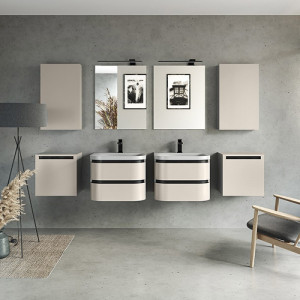 Set mobilier suspendat Kolpasan Vittoria cu lavoar 60 cm, bej mat - Img 4