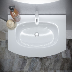 Set mobilier suspendat Savini Due Armonia cu lavoar 70 cm, bianco lucido - Img 3