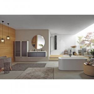 Set mobilier suspendat si lavoar Kolpasan Pandora 150 cm, black stone