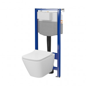 Set rezervor cu cadru Cersanit C16 AQUA 50 MECANIC, vas wc suspendat CITY BY CERSANIT SQUARE CleanON, capac softclose - Img 3