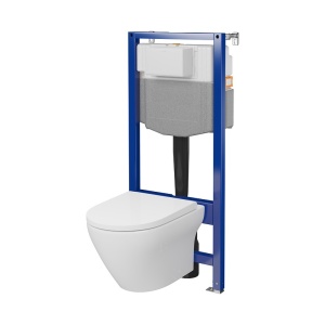Set rezervor cu cadru Cersanit C20 AQUA 50 MECANIC, vas wc suspendat LARGA BY CERSANIT OVAL CleanON, capac softclose - Img 3